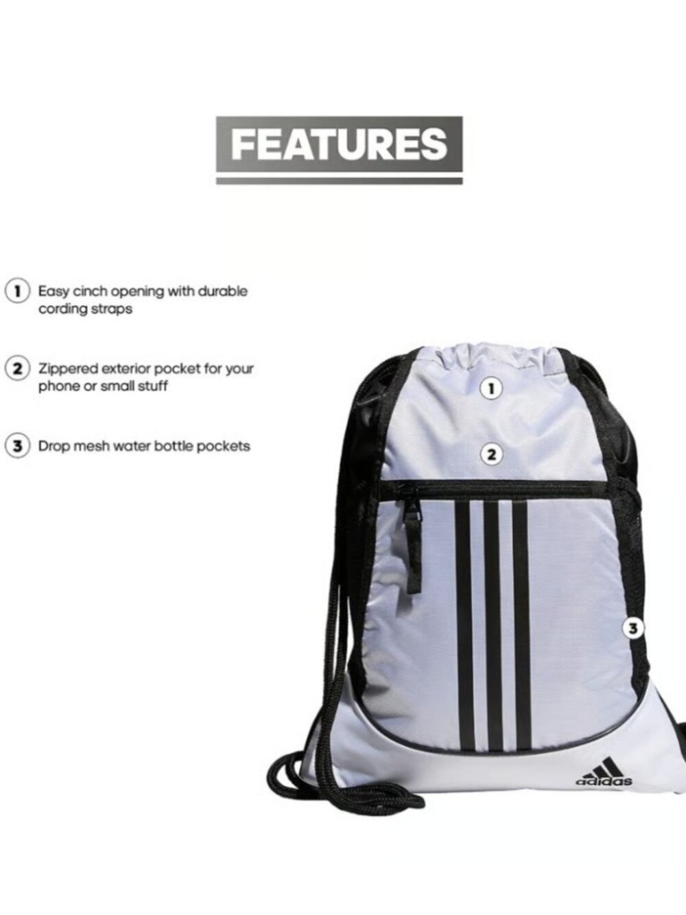 Adidas Alliance II Drawstring Backpack - Picture 2 of 5